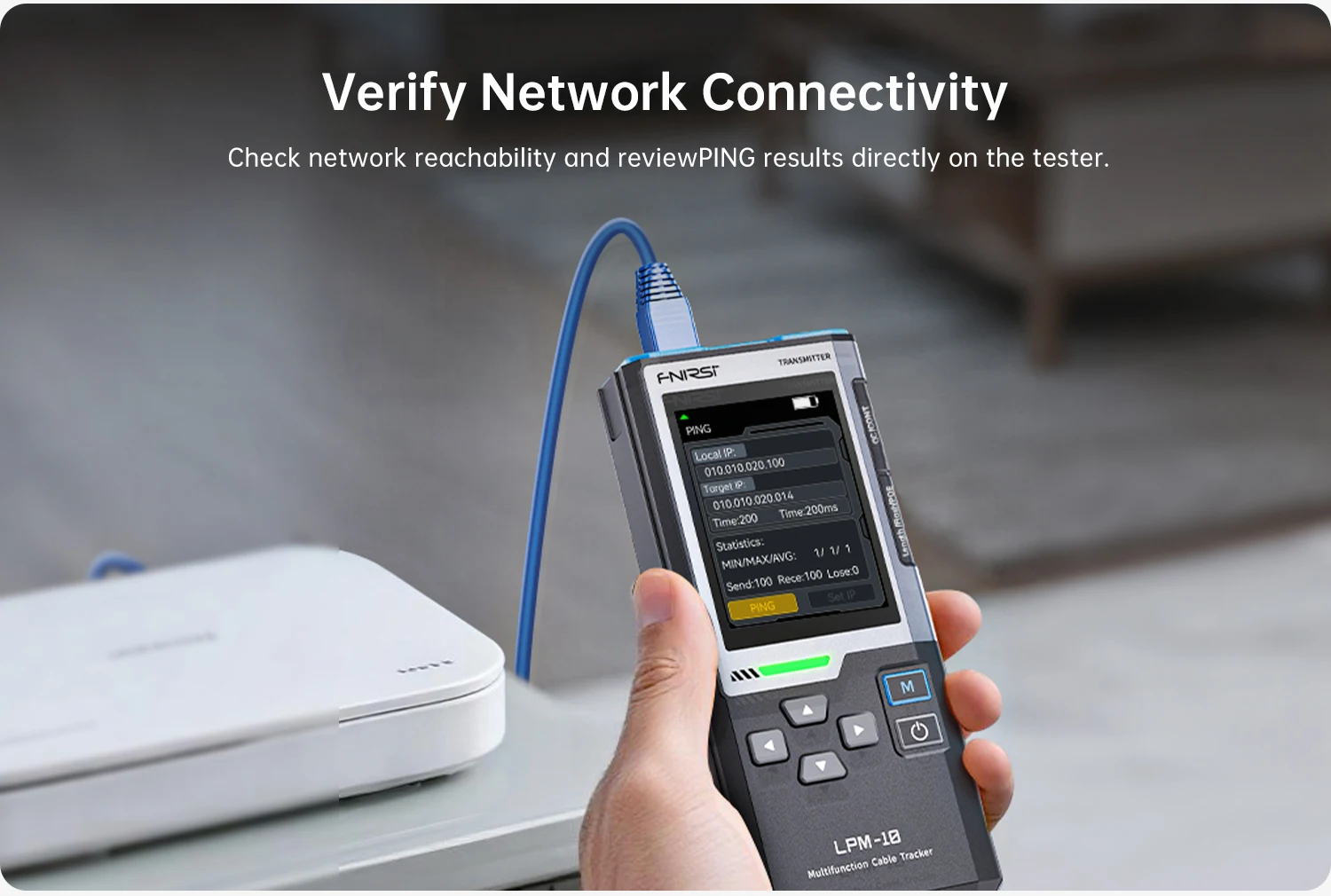 FNIRSI LPM-10C Netzwerkkabeltester RJ45 RJ11 PING IP-Scanner mit Ethernet PoE-Detektor LAN-Kabel-Fehlerfinder-Testgerät – Detail 9