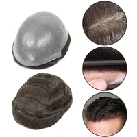 Peluquín de piel ultrafina, prótesis capilar indetectable para hombres, peluca realista, sistema de cabello de micropiel de cabello humano para hombres