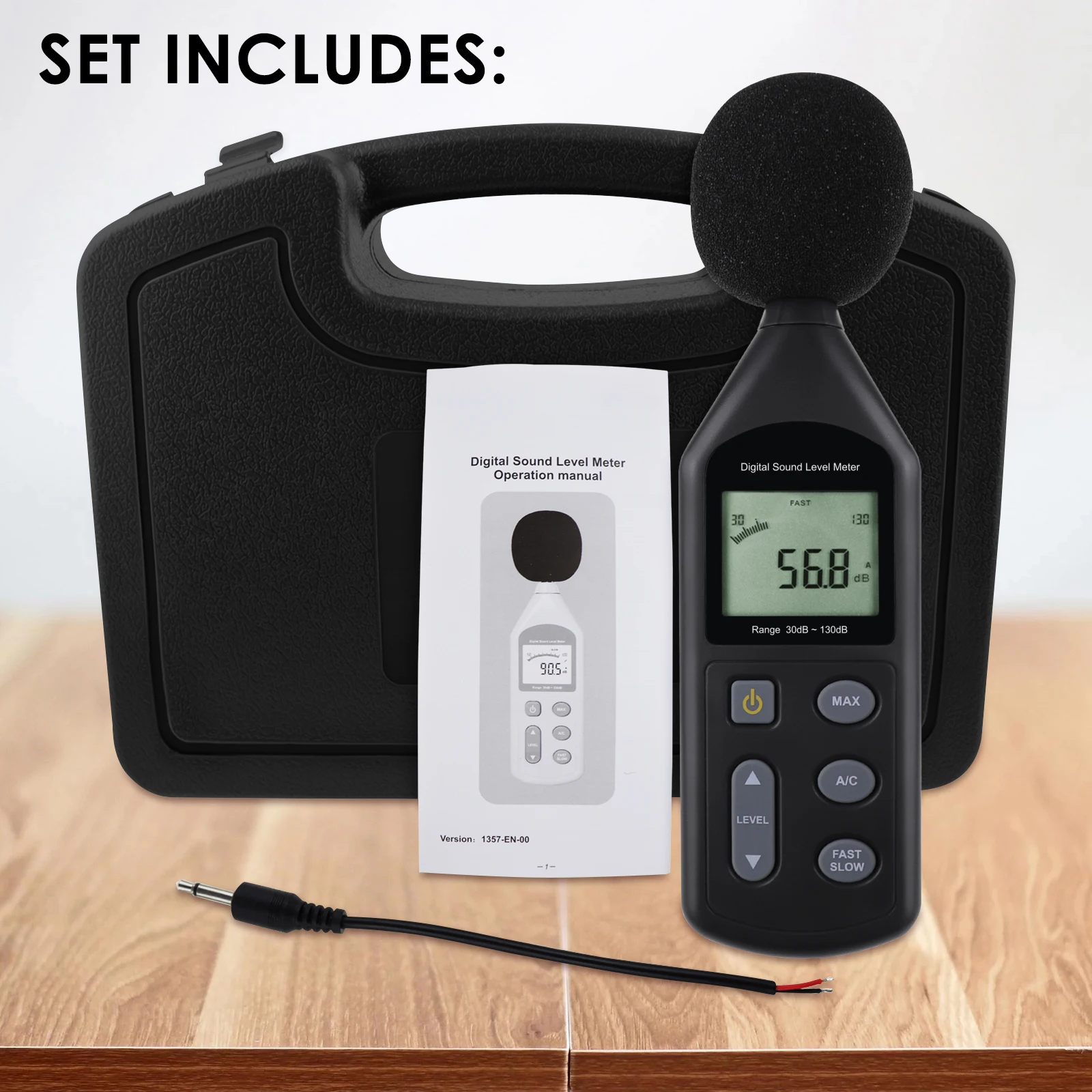 Digital Noise Sound Level Meter 30~130dBA A / C Frequency Weighting Tool Pre-calibrated Volume Tester W/ Tripod Hole