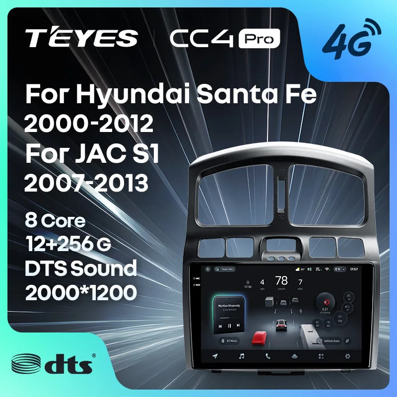 TEYES CC4 PRO For Hyundai Santa Fe SM 2000 - 2012 For JAC S1 (Rein) 1 2007 - 2013 CarPlay Radio Car play Auto 2DIN Autoradio