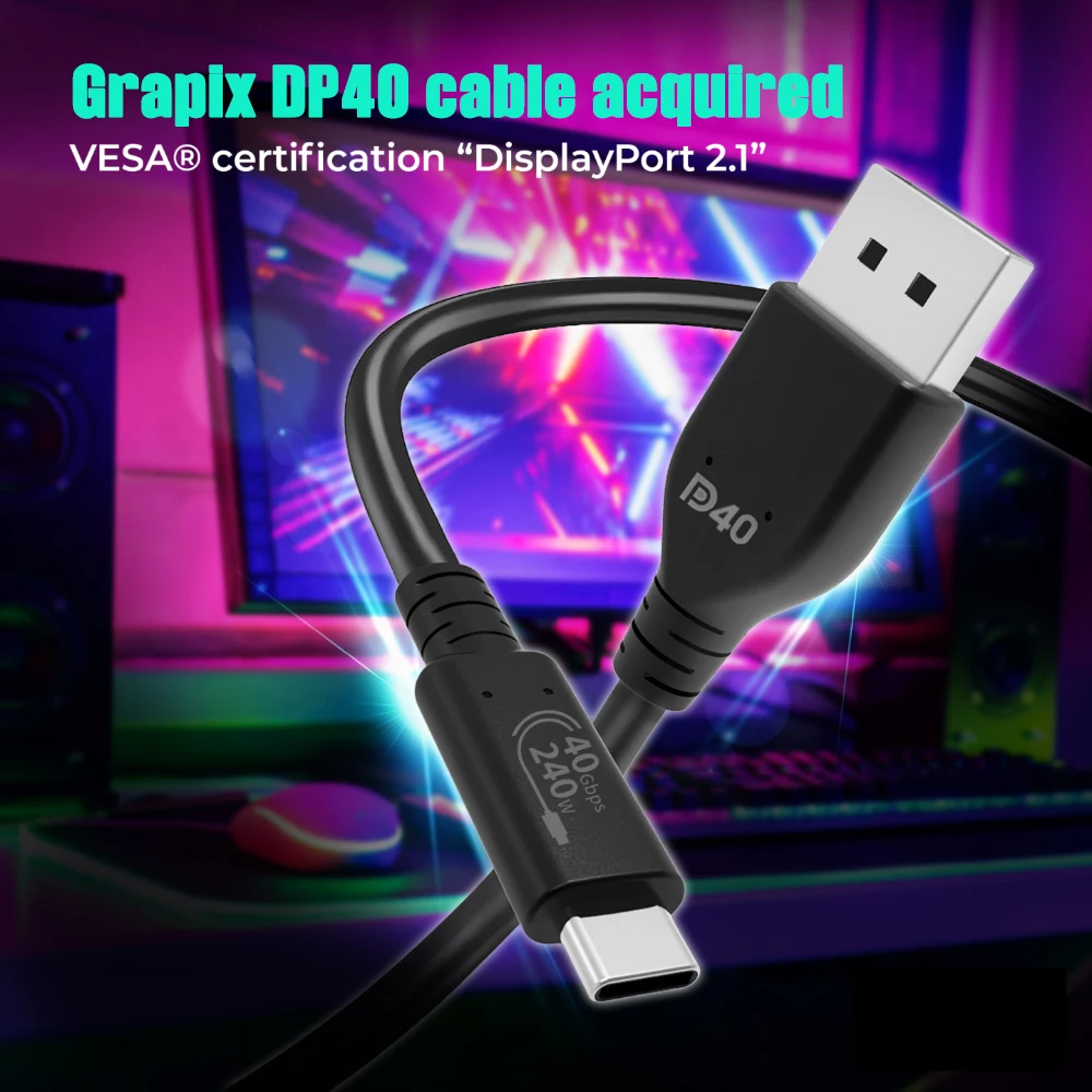 GRAPIX VESA Certified DP 2.1 16K DP40 Cable 2M (GW-DP21)