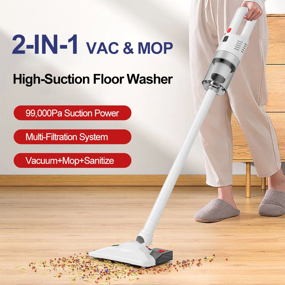 2-in-1 Cordless Vacuum Mop - Wet Dry Vacuum Cleaner with Suction Self-Cleaning for Hardwood Tile Floor Handheld Vacuum Cleaner
