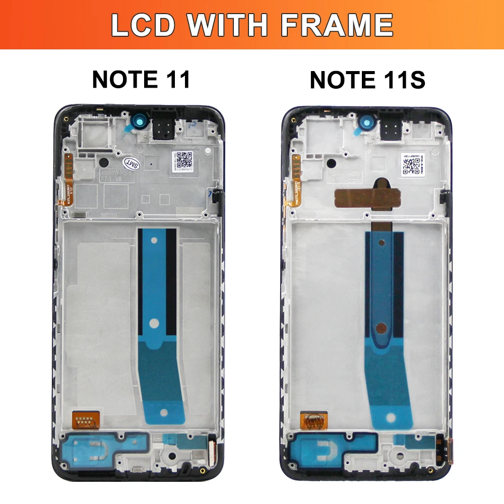 Display LCD Per Xiaomi Redmi Note 11S 6.43" Con Telaio | Kit Riparazione Nero Per 2201117SG/SI/SY/SL | Touch Screen