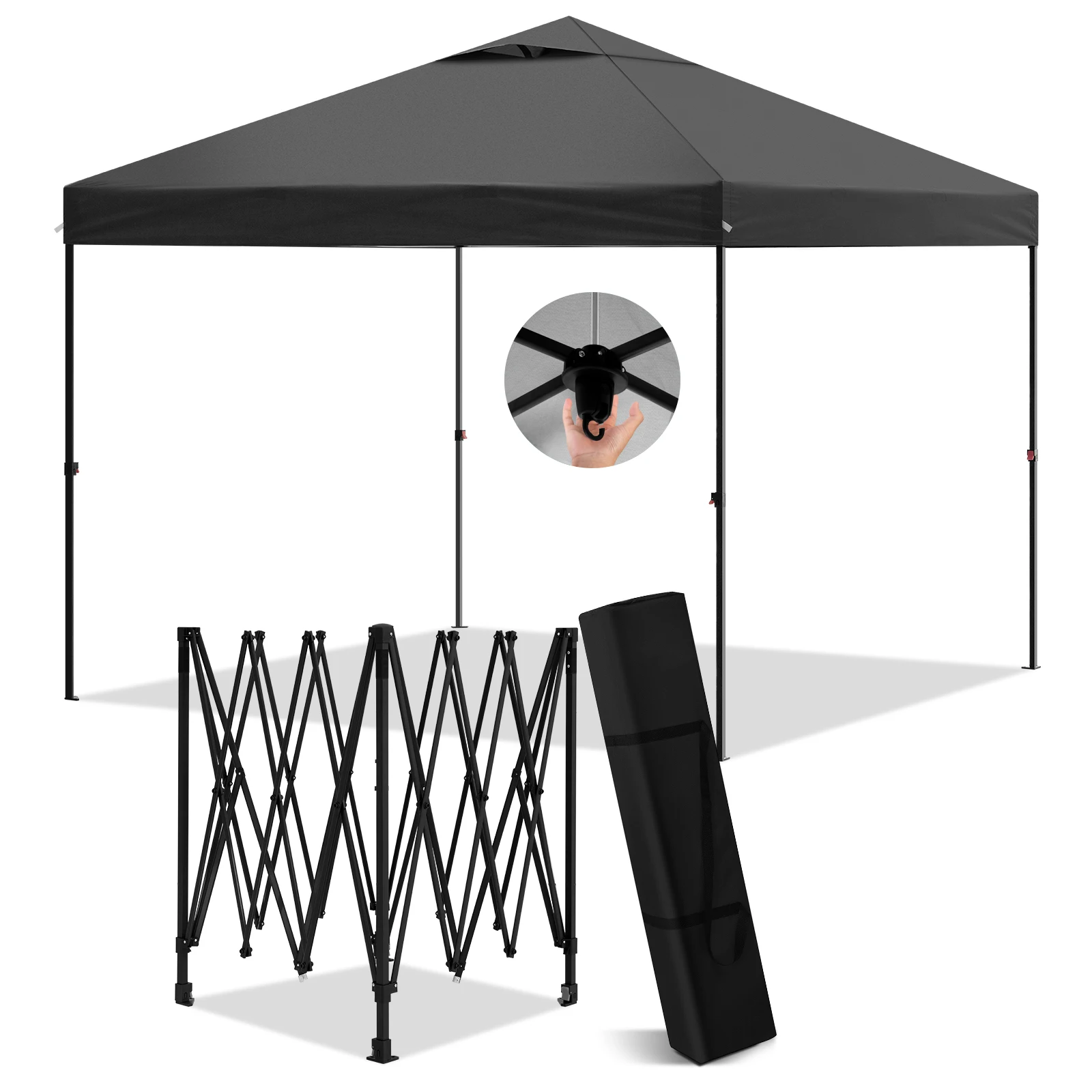 3x3m Folding Gazebo Waterproof Stable Folding Party Tent Garden Height Adjustable UV Protection for Outdoor Festival Camping