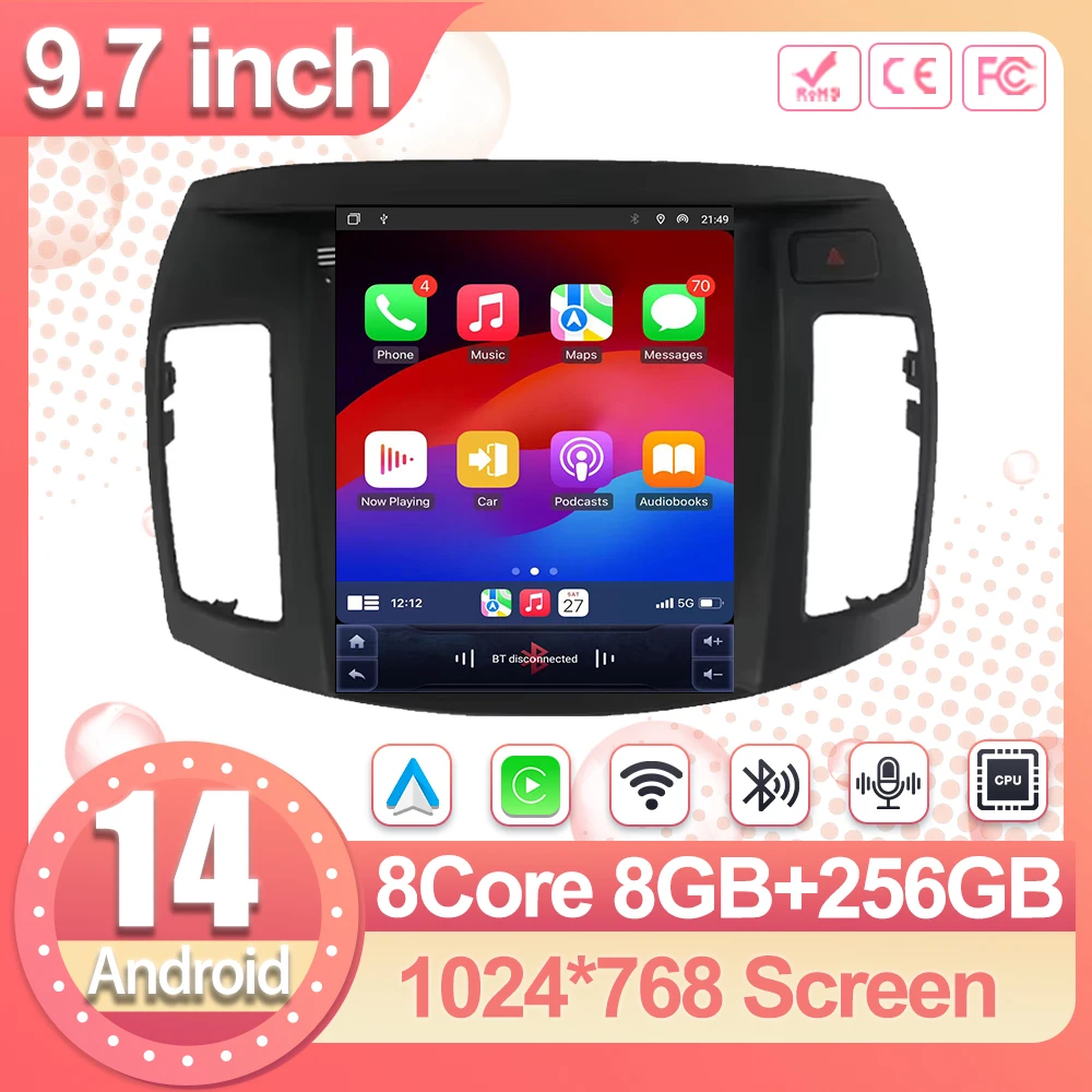 

9.7 inch Car Radio For Hyundai ELANTRA 2008-2016 GPS Navigation Video Android Auto Stereo Multimedia Player 5G Wifi No 2din