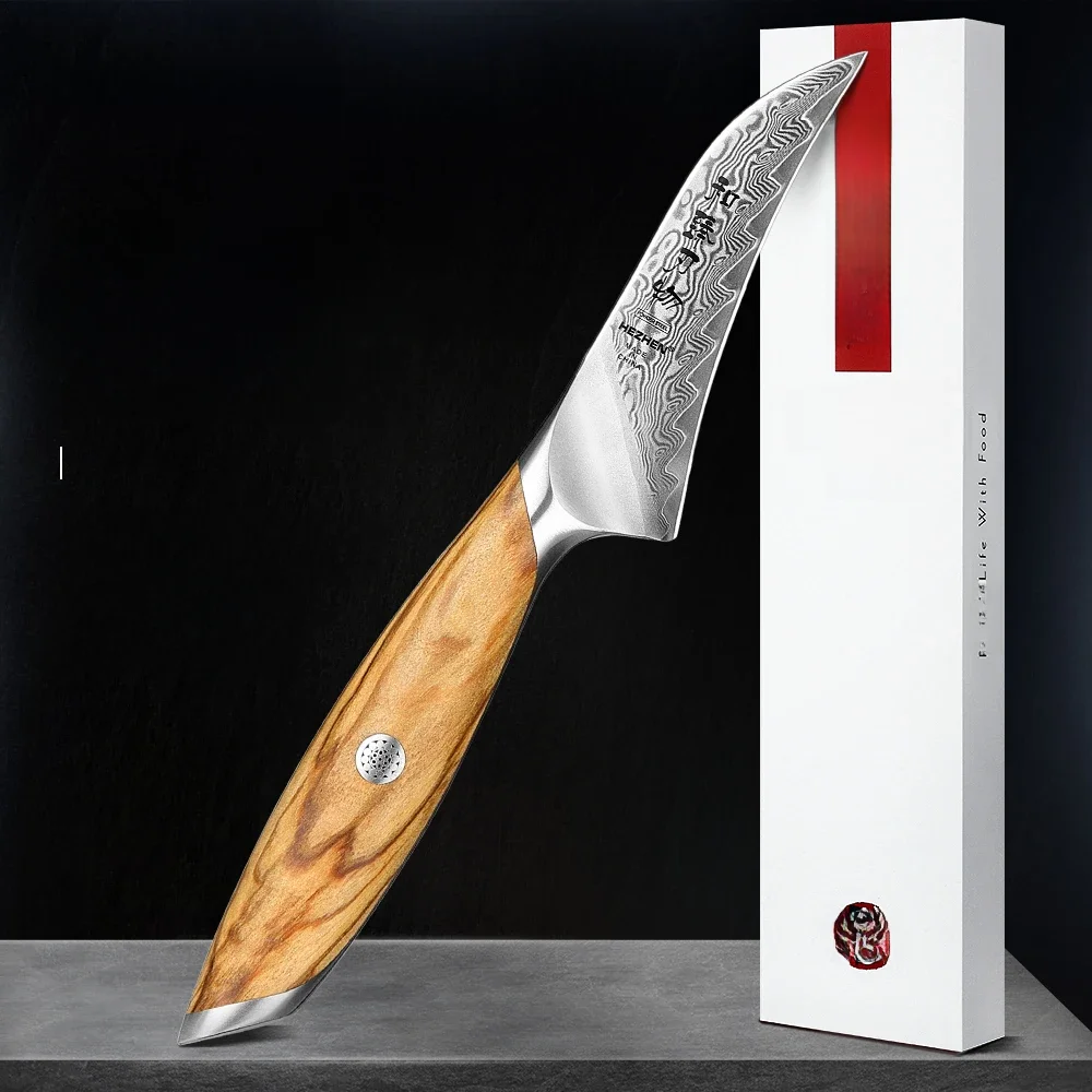 HEZHEN Flagship Series 4-calowy nóż do obierania w stylu japońskim Nóż kuchenny do obierania 73-warstwowe sztućce ze stali damasceńskiej w proszku — zdjęcie 2