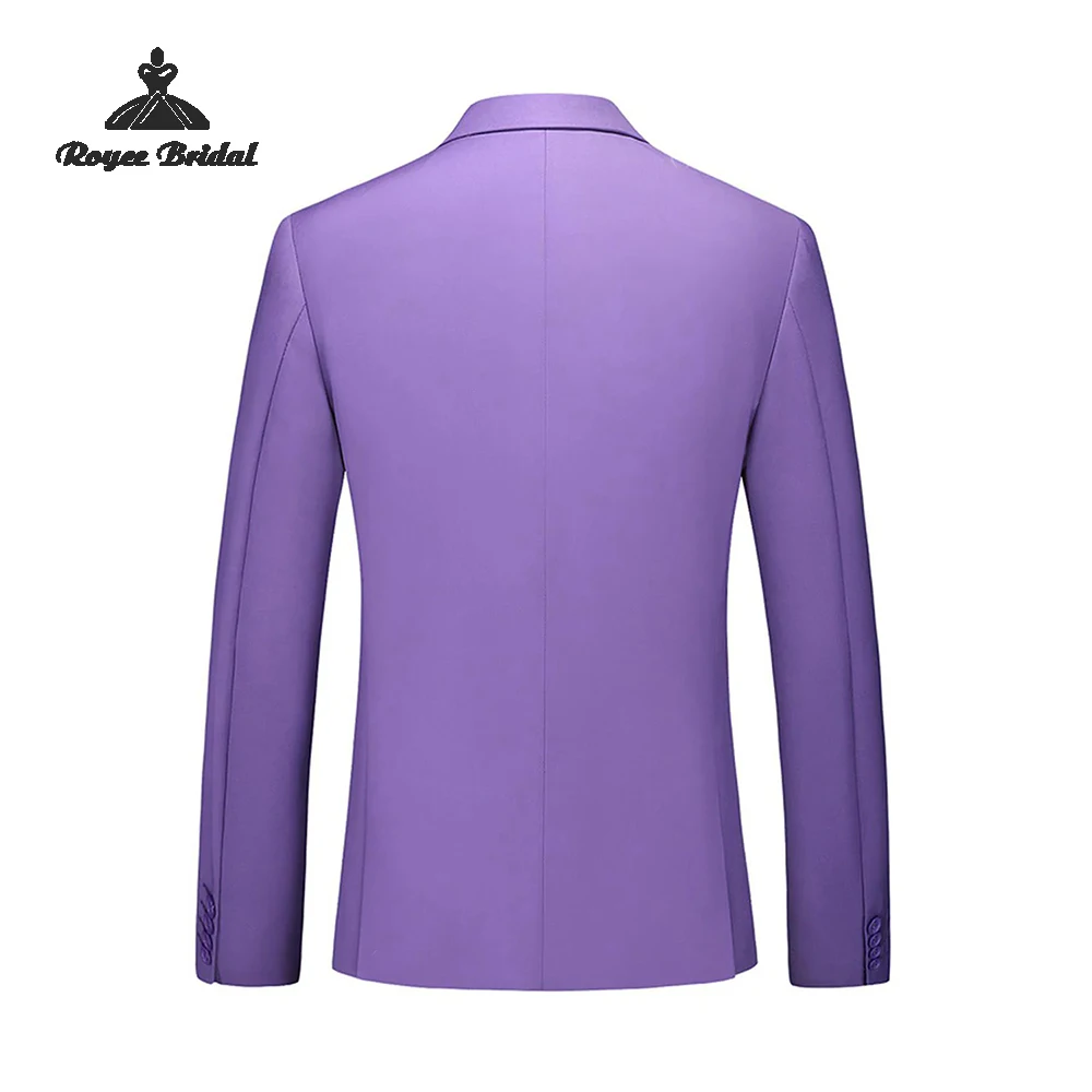 Violet Three Piece Single Breasted Men's Wedding Suit 2026 Notched Lapel Evening Suit Customized trajes para hombre
