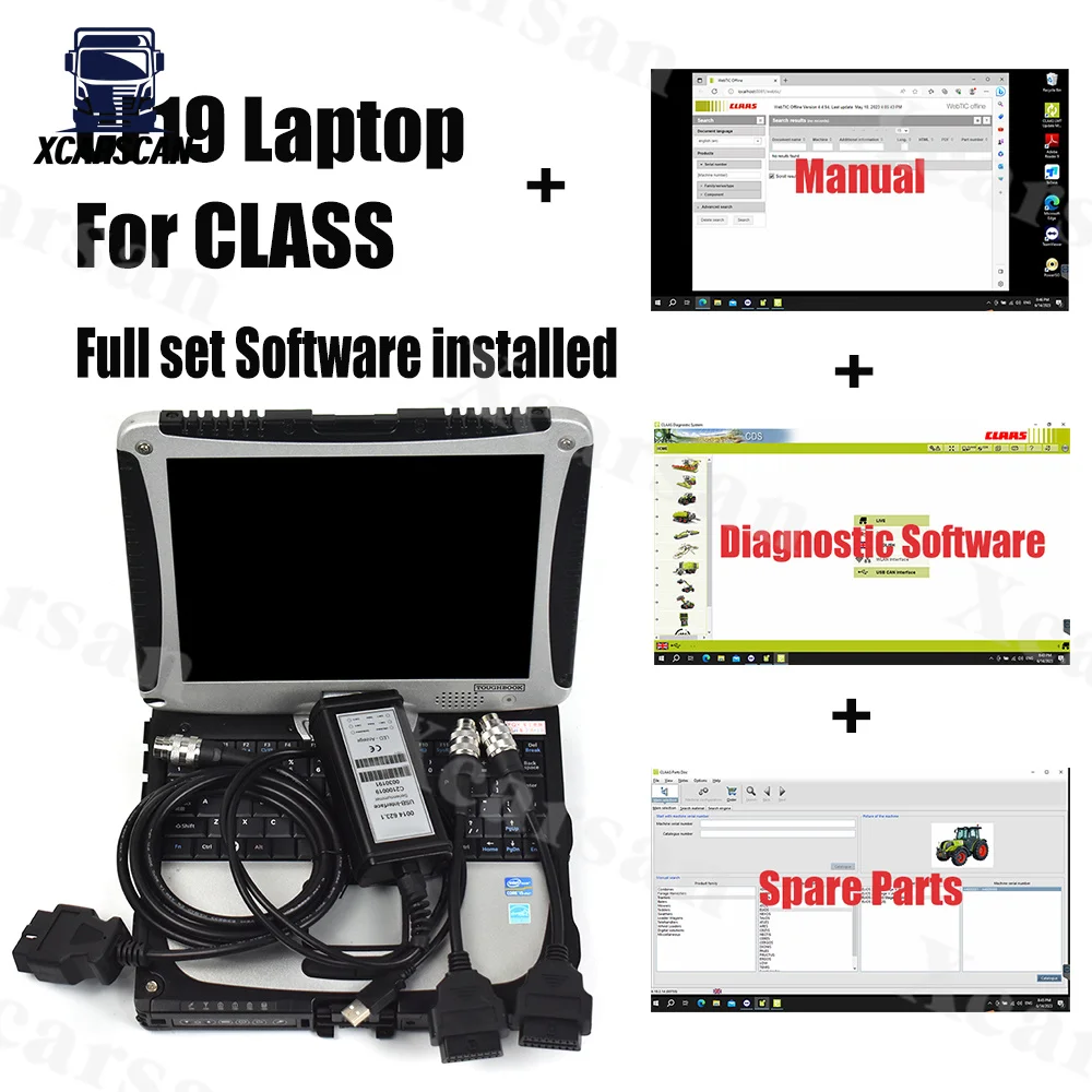 CF19 Laptop 3 in 1 CLAAS CDS + manual + spare parts truck tractor CANBUS MetaDiag Agriculture For CLASS diagnostic tool