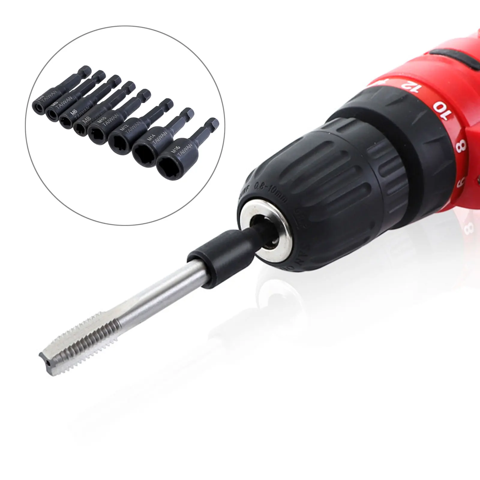 

6/8 Pcs Tap Socket Wrench Set Machine Thread Tap Socket Adapter Alloy Steel Machine Spanner Accessory for Chuck Screwdriver bit