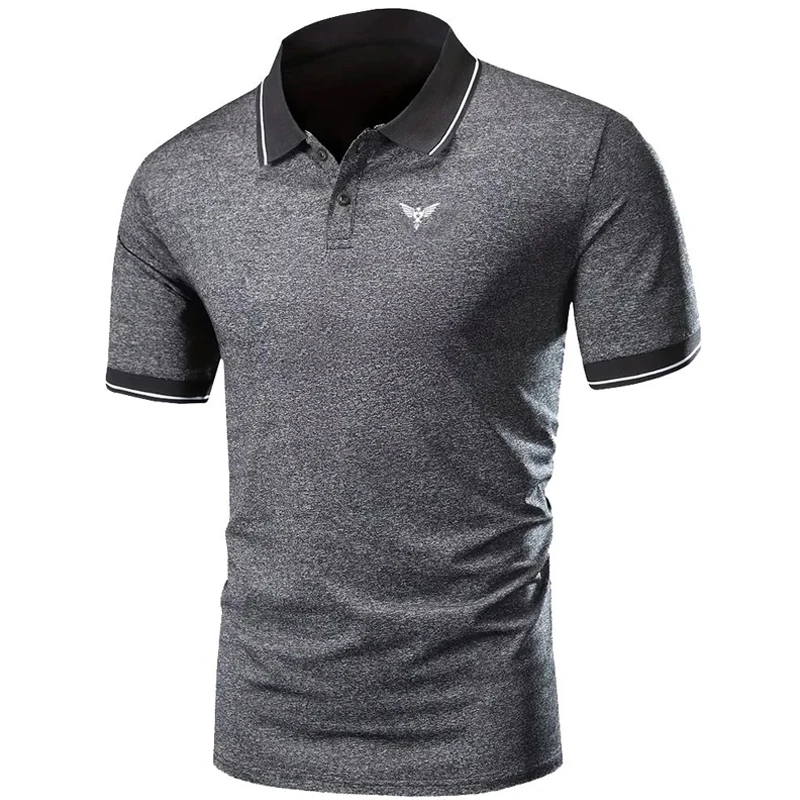 قميص جولف رجالي Pique Polo Shirt Business كاجوال بياقة بولو وأكمام قصيرة، أزرار ملونة أساسية للصيف، مقاس عادي