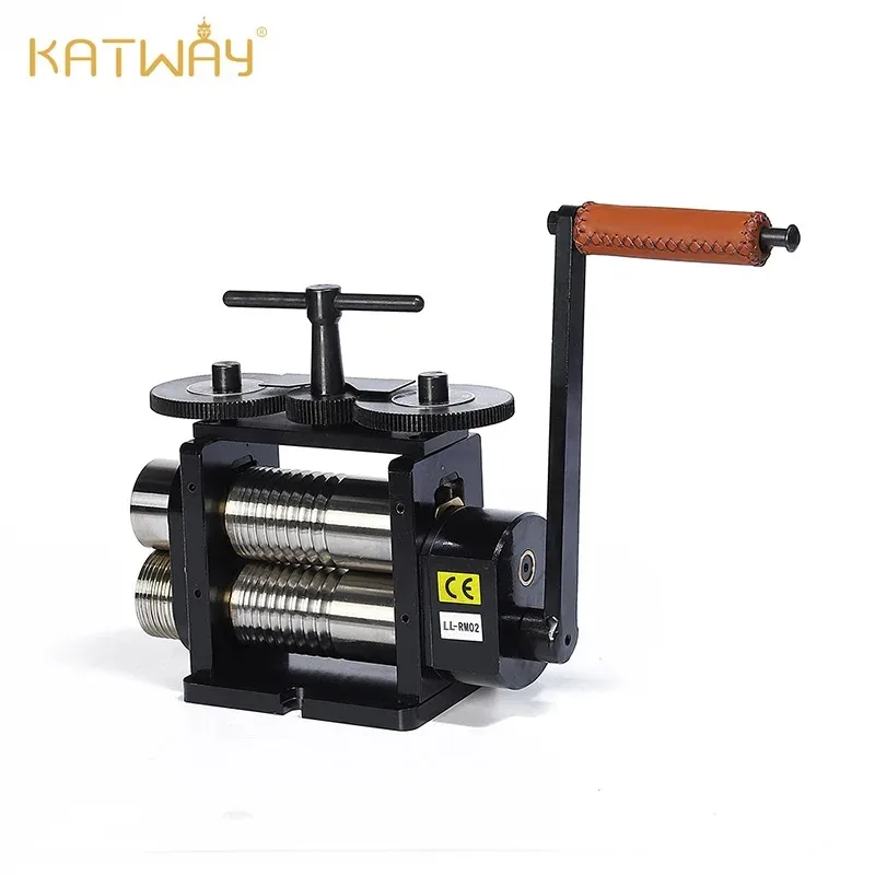 KATWAY Manual Flat & Wire Combination Rolling Mill 130MM Jewelry Press Tabletting Tool for Designer Professional LL-RM02G