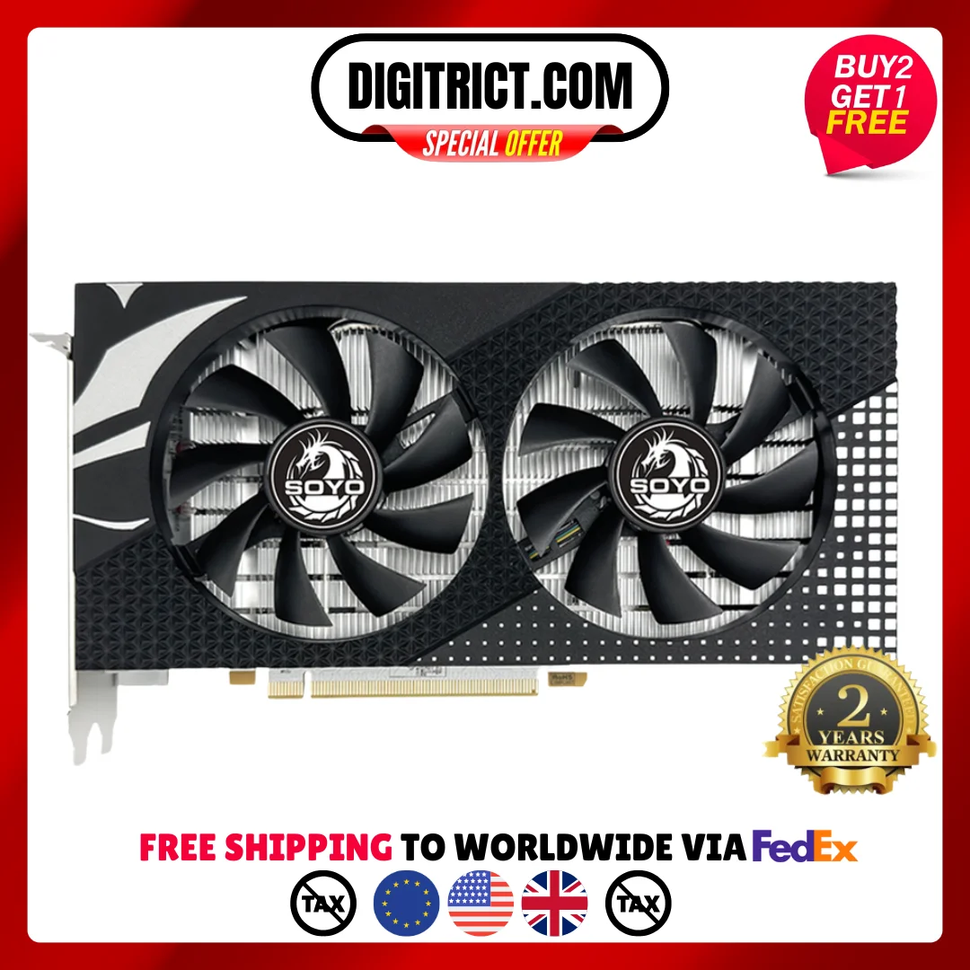 

SOYO Radeon RX580 8G Graphics Card GDDR5 Memory AMD Gaming Card 256Bit PCIE3.0x16 HDMI DVI for Desktop Computer placa de video