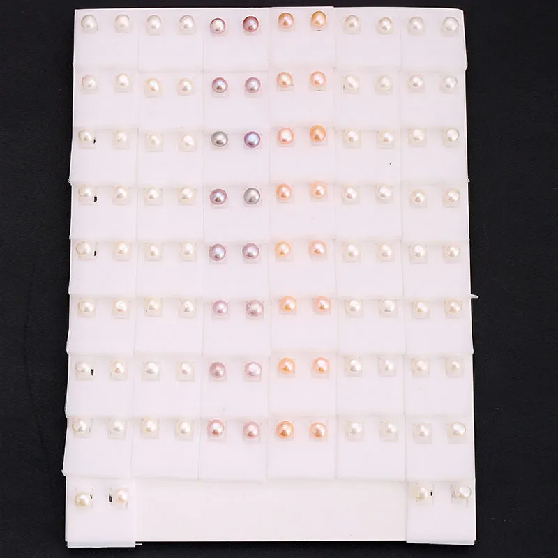 

Wholesale 100 Pairs of 5-6mm Natural Fresh Water Button Pearl Stud Earring