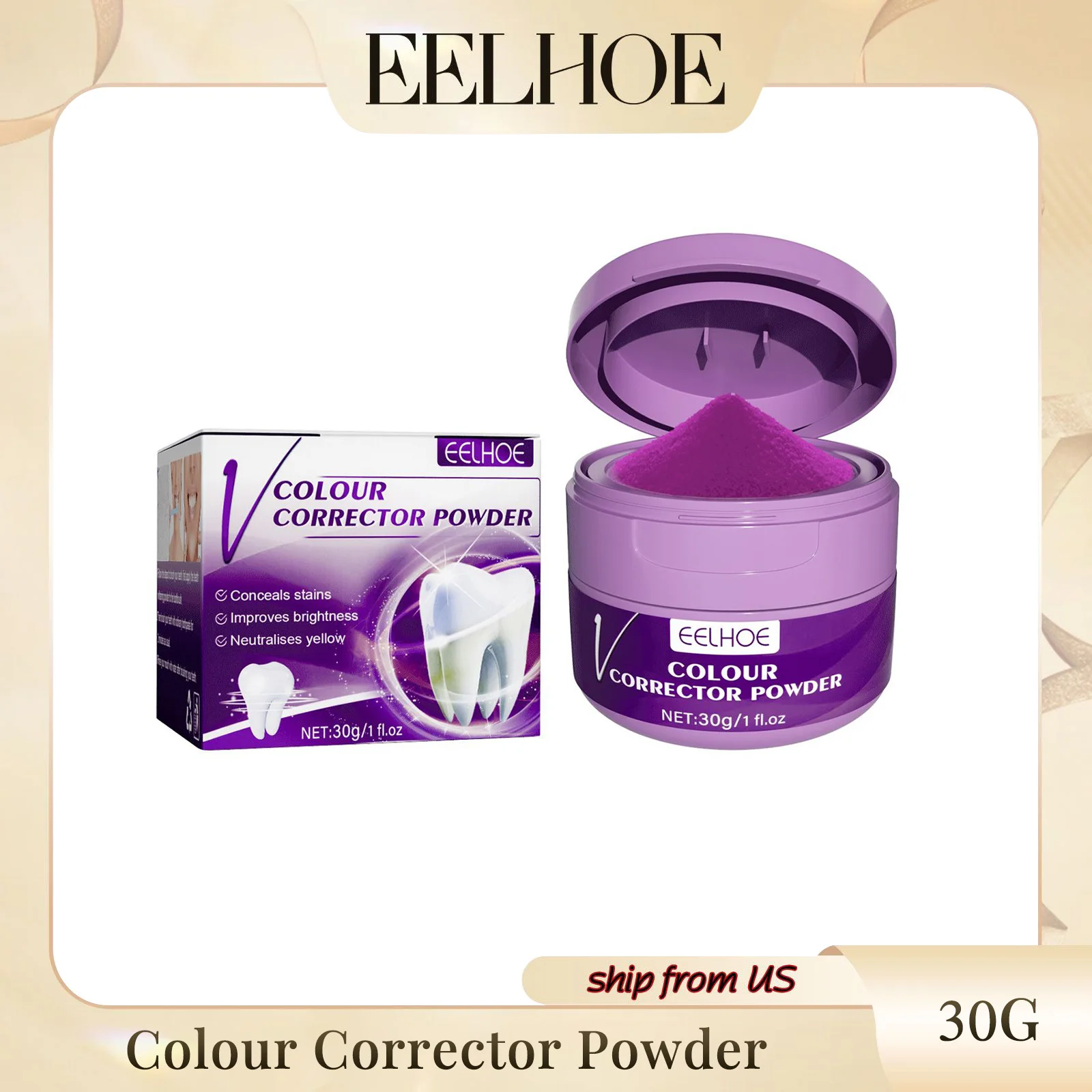 Eelhoe Colour Corrector Power Teeth Whitening Cleaning Removes Yellow Stains Tartar And Periodontal Problems Fresh Breath Powder