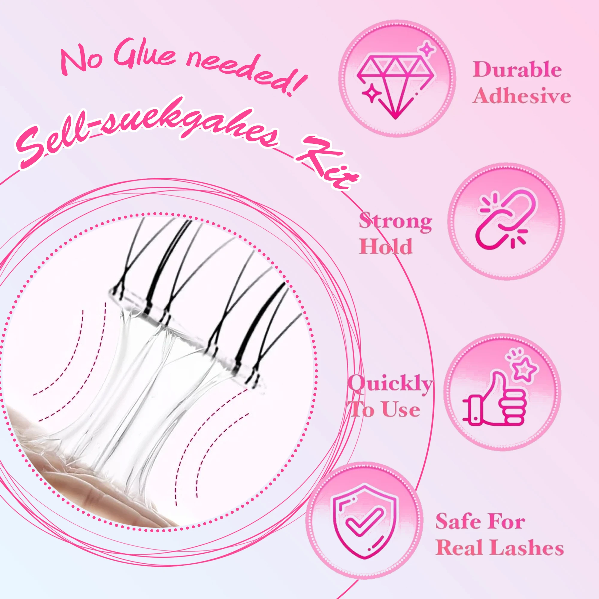 6 rangées de faux cils sans colle, style naturel et léger, ultra-léger et ultra-fin