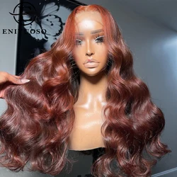 Reddish Brown 13x4 Lace Front Wigs Pre Plucked Auburn Colored Body Wave Synthetic Lace Wig For Black Women Natural Glueless Wig