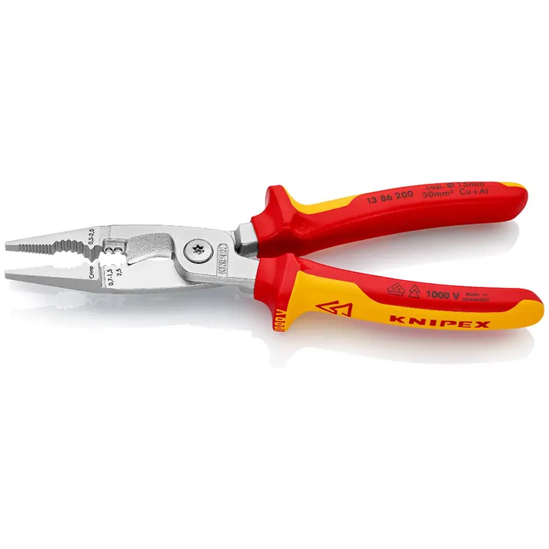 KNIPEX 13 86 200 Multifunctional Plier for Electrical Installation VDE-tested Handles Insulated Tools with Multi-component Grips