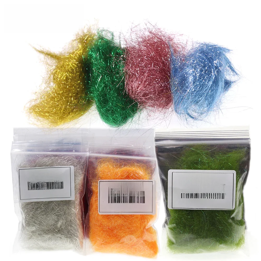 Vtwins Ultra Fine Hareline Ice Dub Scud Dub holograficzny materiał do wiązania much dla nimfy Streamer Minnow oliwkowy czarny pomarańczowy sprzęt — zdjęcie 2