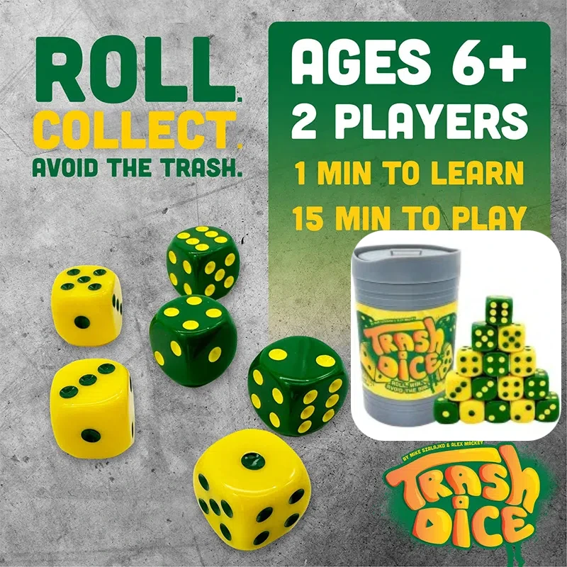 

Dumpster Trash Dice Game Dumpster 40 Dice And Graffiti Stickers Fast-paced Family Dice Game Travel Friend Game Night Party