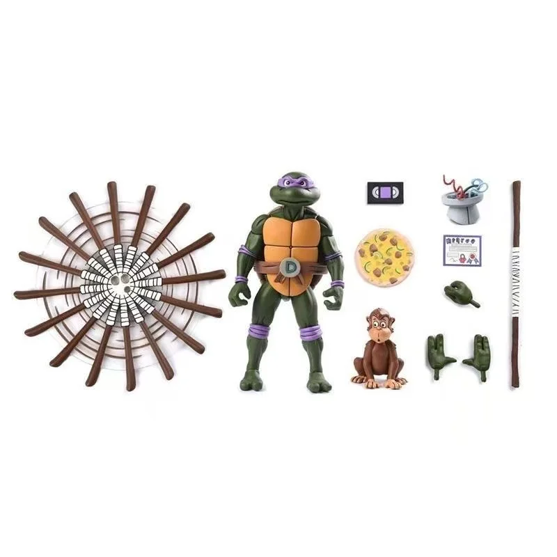 New NECA Cartoon Leonardo Michaelangelo Donatello Raphael Turtles Figures Pizza Club Turtles Anime Action Figure Model  Toys