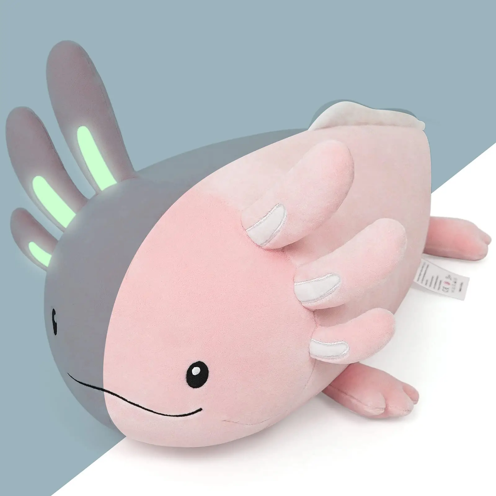 Niuniu Daddy 50,8 cm großes, im Dunkeln leuchtendes Axolotl-Plüschtier, leuchtendes, realistisches Stofftier, süßes, weiches Kawaii-Geschenk zum Kindergeburtstag