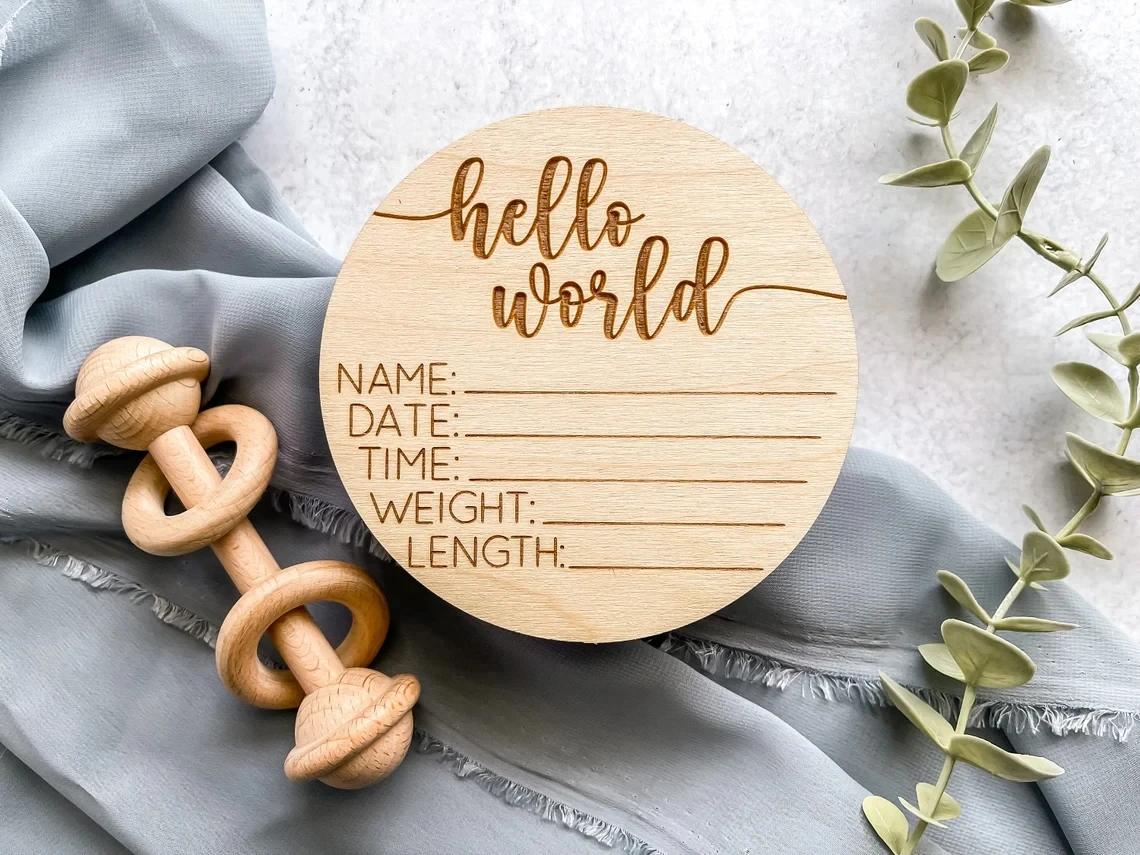 

Hello World Sign, Birth Stats Sign, Baby Name Announcement, Hospital Name Sign, Newborn Wood Sign,Surprise Gender,Baby Name Sign