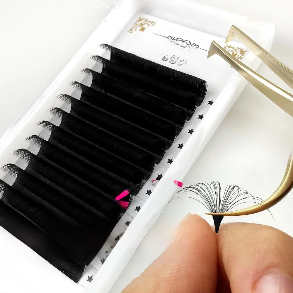 Abonnie 0.03-0.10mm Matte Dark Black Easy Fan Lashes Volume Extension Mega Eyelashes Blooming Fans Eyelash Extension Cilios — zdjęcie 2