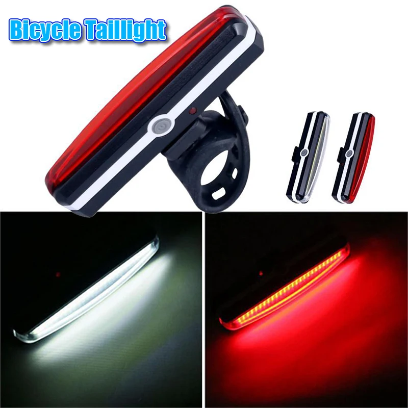 Bicycle Rear Light Highlight COB LED Tail Light Waterproof Bike USB Rechargeable Mountain Riding Cycling Tail Lamp Bicycle Parts