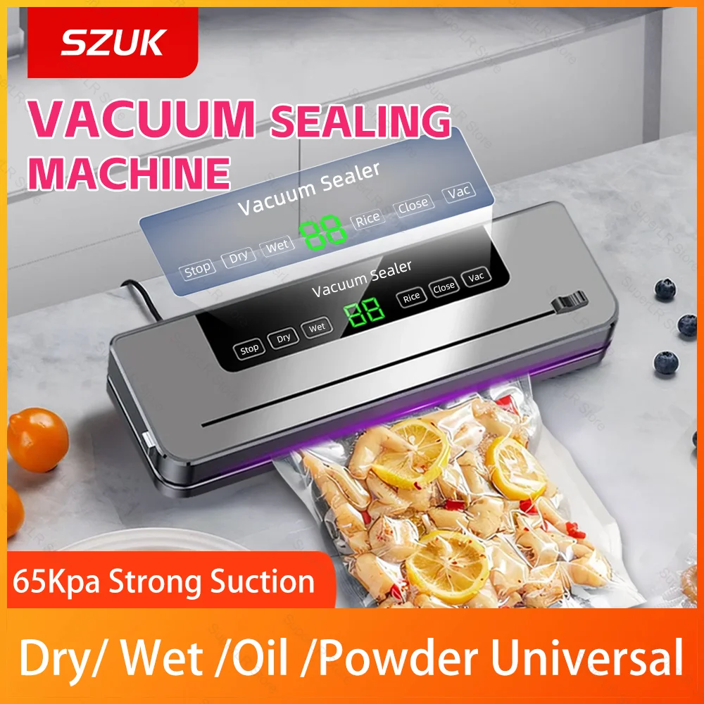 

Electric Vacuum Sealer Machine Dry/Wet Food Packaging Seal To Keep Fresh Touch Buttons Digital Display Detachable Cleaning