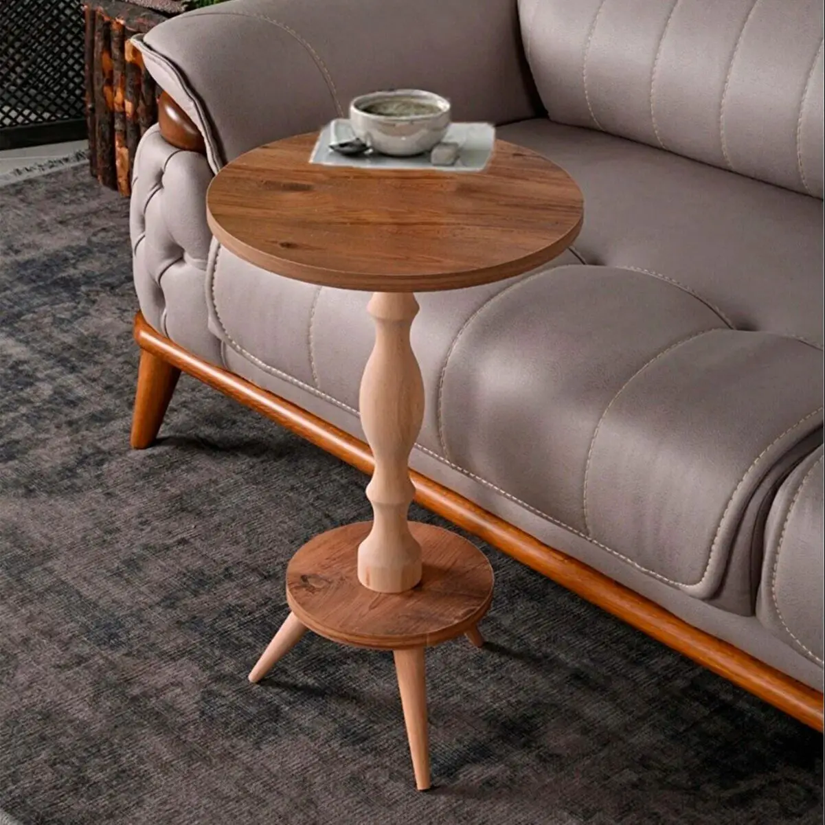 

Decorative Wooden Sofa Side Table Bedside Tray Stand Living Room Bedroom Flower Pot Vase Lampshade Stand Tea Coffee Counter Top