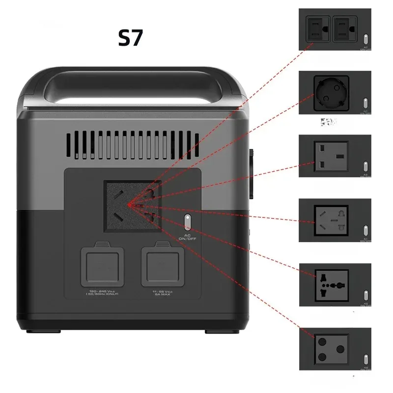 Poderosa estação de energia portátil, banco de energia para apagão ao ar livre, Power Station, 15W Max, carga sem fio, 120000mAh, S7, Camping