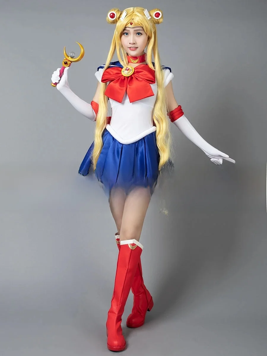 Anime Sailor Tsukino Usagi Serena Cosplay Kostium Damski Sukienka Mundurek Halloween — zdjęcie 2