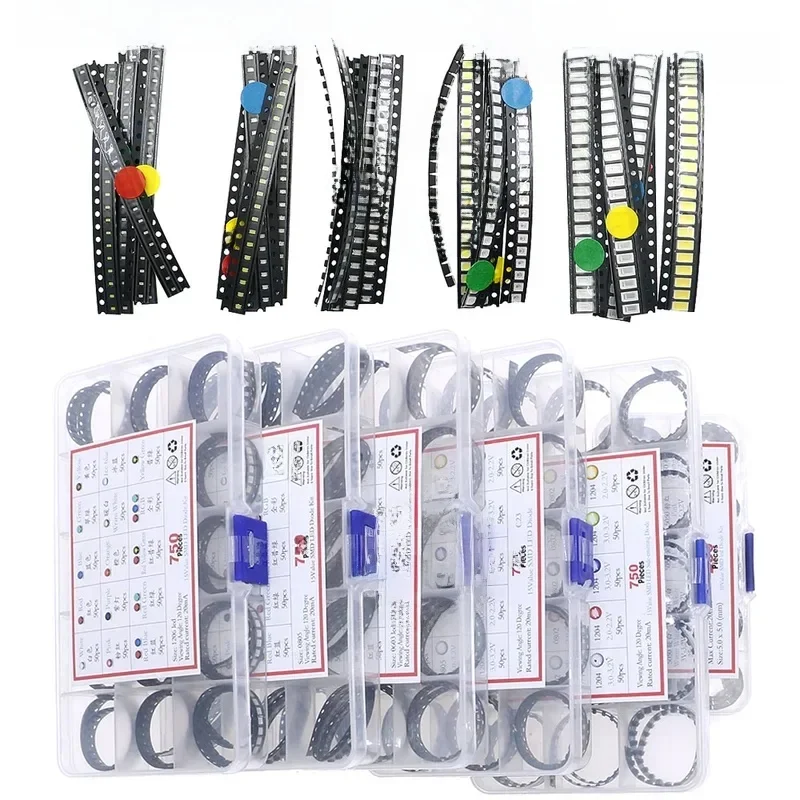 Kit assressentide diodes LED SMD, clignotant rapide, chaud, froid, blanc, rouge, vert, bleu, jaune, orange, rose, 0402, 0603, 0805, 1206, 1210, 5730, 5050