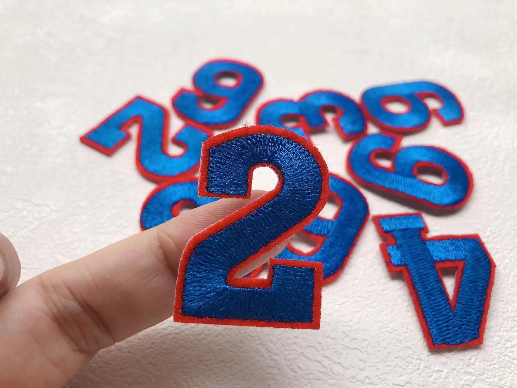 Blue Embroidered iron on Numbers Applique Patch,Iron On Numerals Patch for T-Shirt or Coat or jeans decoration Patches