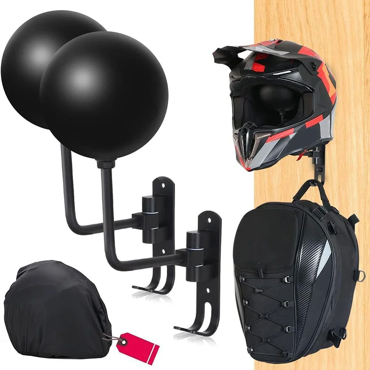 AliExpress Motorcycle Helmet Holder Wall Mount 180°Rotation Football Bicycle Helmet Rack With 2 Hooks Helmet