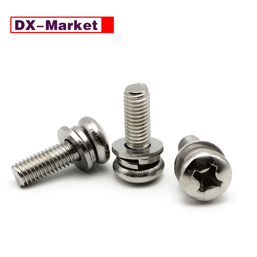 

M6 Stainless Steel Phillips Pan Head Screw Double Washer Assembly ,A021