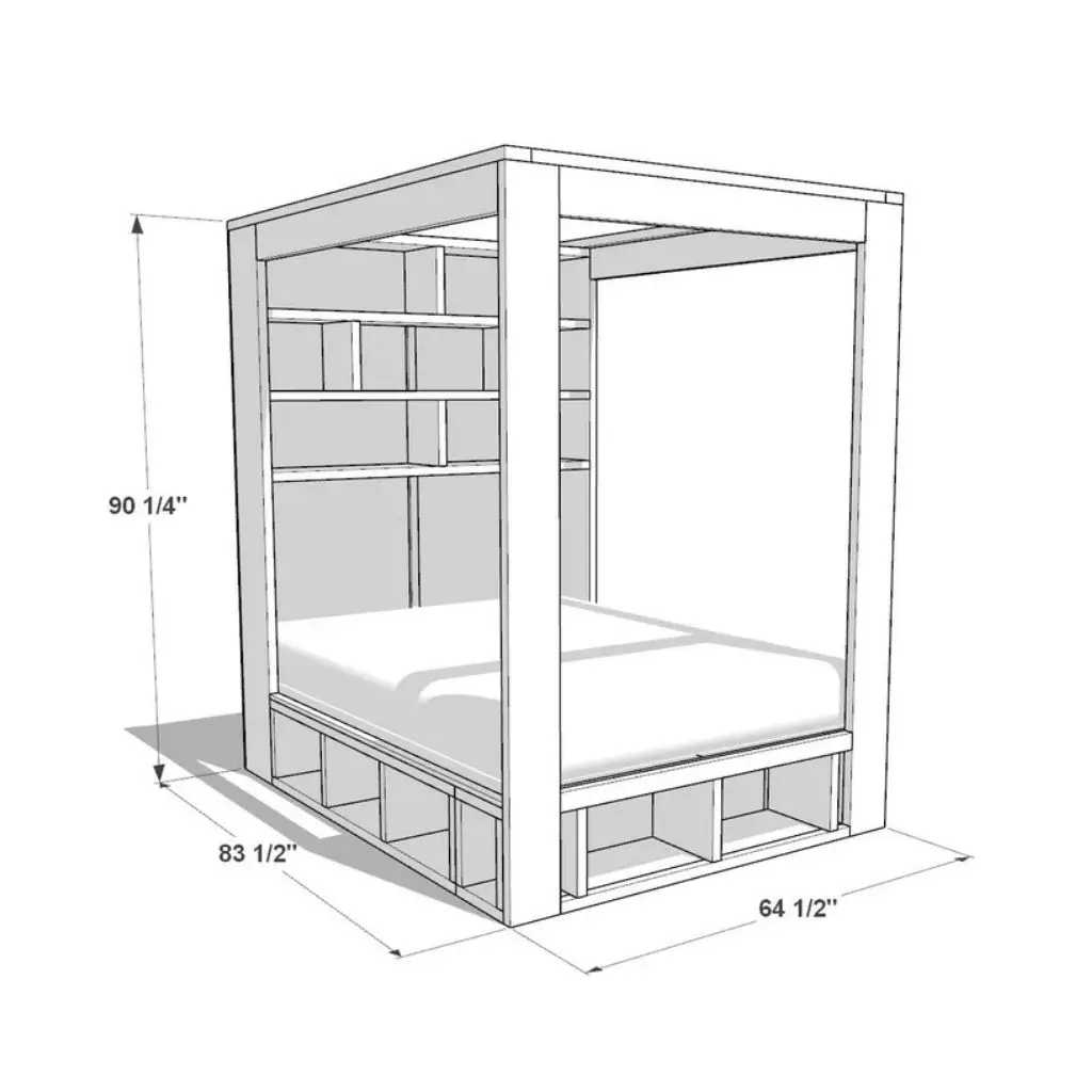 إطار سرير كوين DIY مع خطط مطبوعة للتخزين: مشروع النجارة المثالي الصديق للمبتدئين