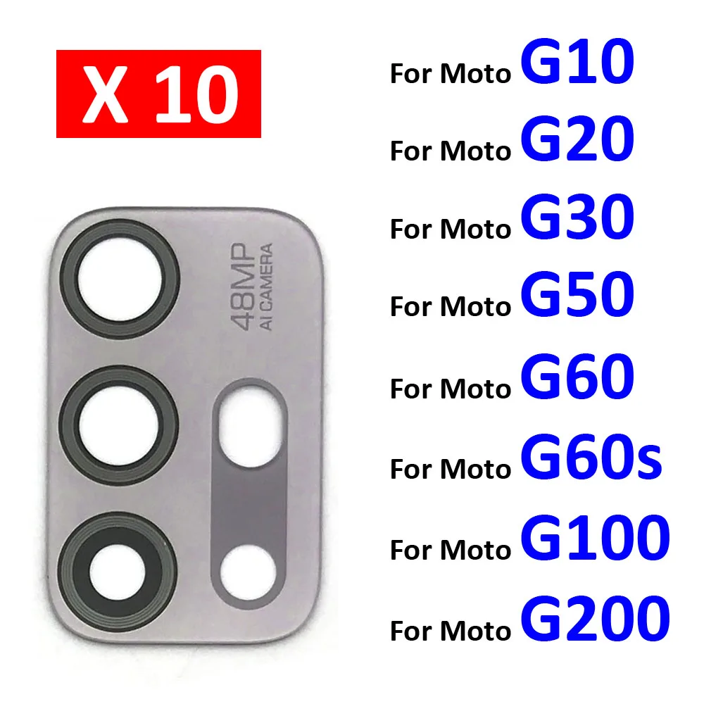 

10Pcs/Lot, Rear Back Camera Glass Lens For Motorola Moto G10 G20 G30 G50 G60 G60s G100 G200 With Ahesive Sticker