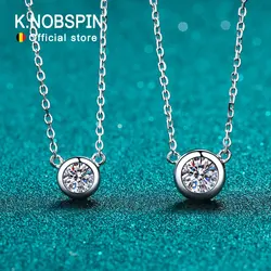 KNOBSPIN D Color Moissanite Necklace for Woman Birthday Party Jewely with GRA 925 Sterling Sliver Plated 18k White Gold Necklace