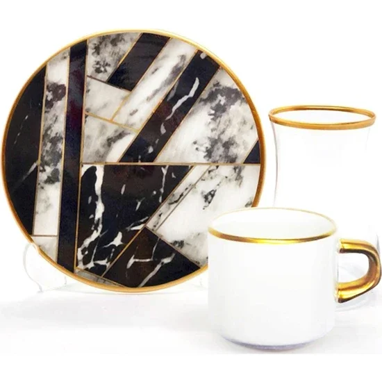 

Toygar Damla Asena Tea Coffee Set 6 Pieces Black Marble