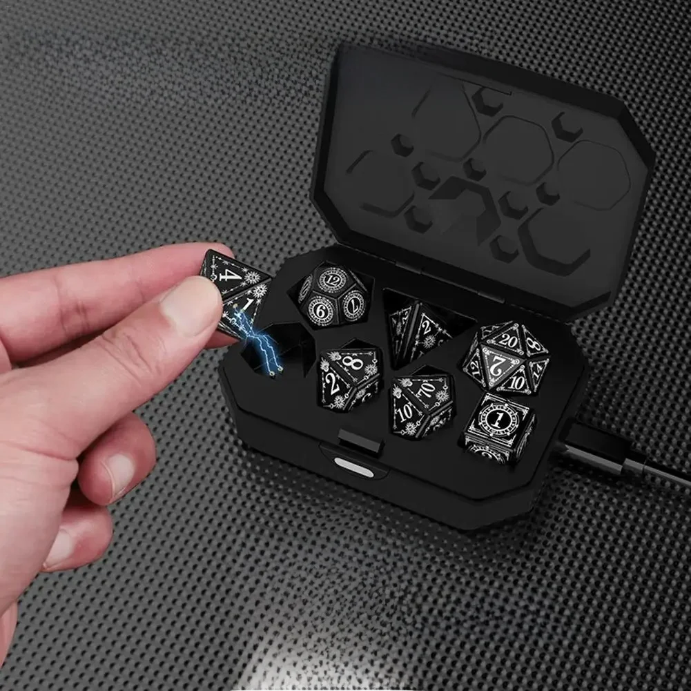 7 pièces rechargeables LED lumineuses dés jeu de rôle dés polyédriques LED dés électroniques pour joueur de jeu de table
