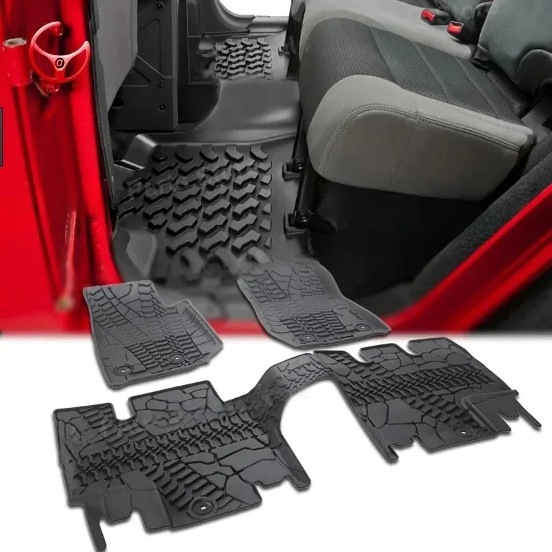 Voor Jeep Wrangler Jk 2007-2017 2 Deuren 4 Deuren Zwart Waterdicht Rubber Auto Vloermat Antislip Tapijt Interieuraccessoires - afbeelding 2