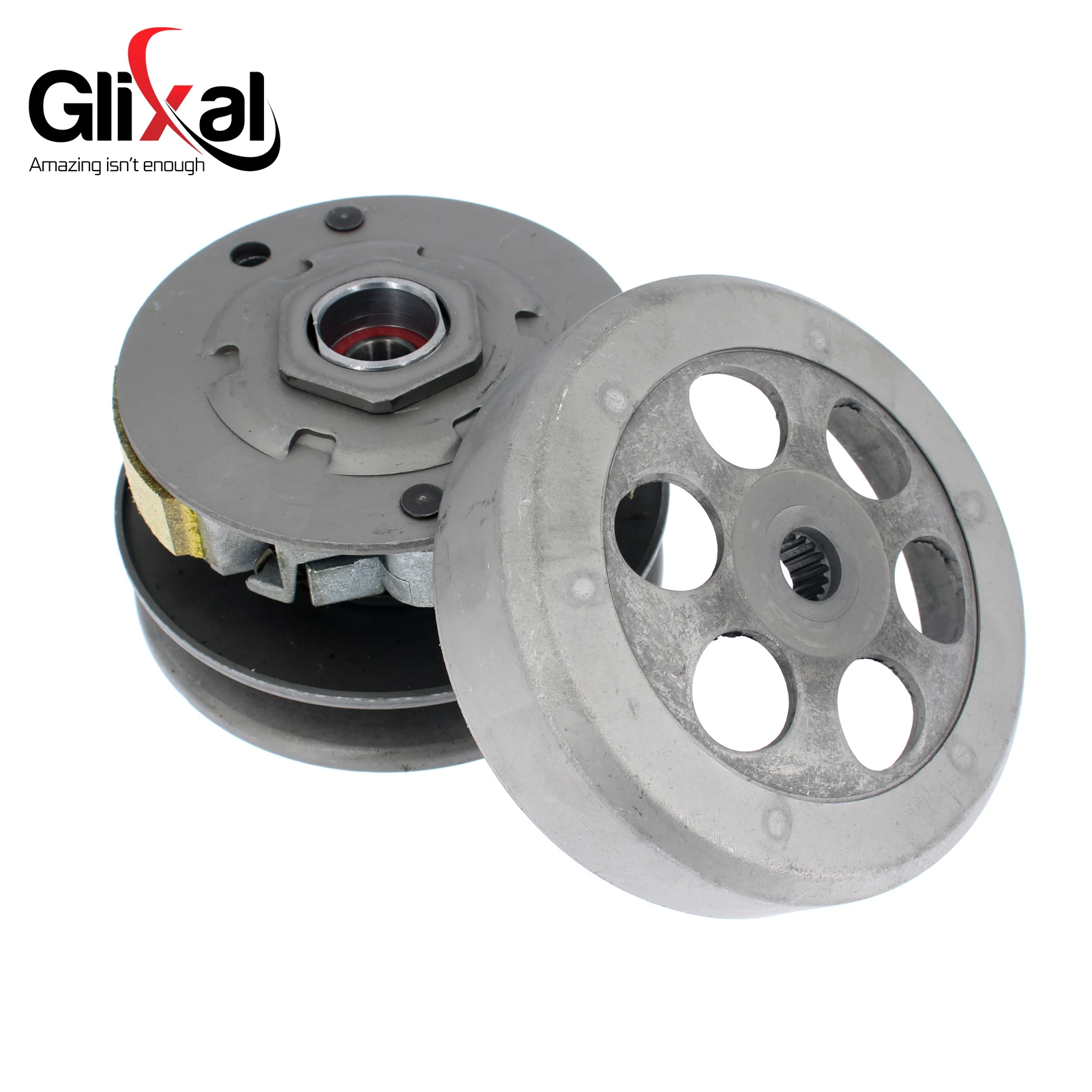 Glixal Jog 49cc 50cc Clutch Assy with Bell for 1PE40QMB 1E40QMA Scooter Moped Minarelli 2-Stroke Engine (2 Clutch Pads)