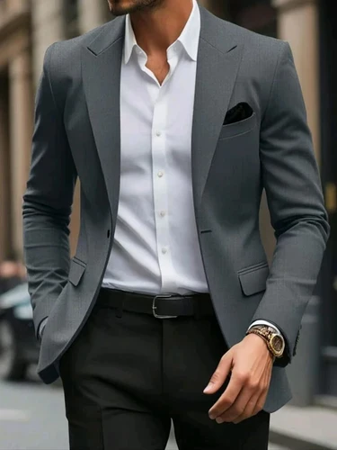 Chaqueta Blazer para hombre Blazer Moda Casual Blazer de color sólido Gris caqui negro marrón Chaqueta Blazer de un solo pecho ajustada a medida