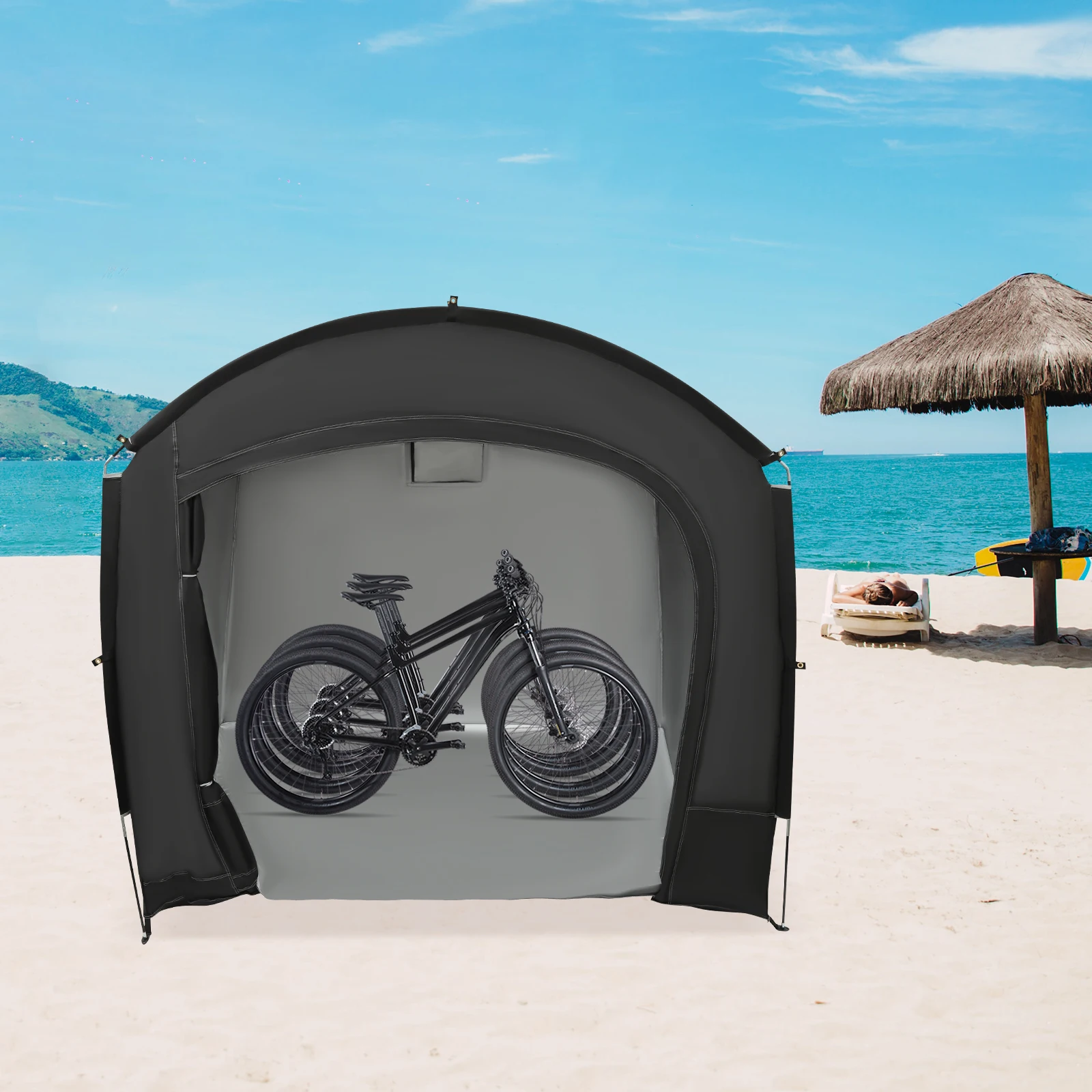 Travel Bike Storage Tent, 210D Oxford Bike Storage Tent, Outdoor Bike Storage Tent, Garden Bicycle Storage Shed, Waterproof Bicycle Cover Shelter, for 3-4 Bikes, Camping or Fishing