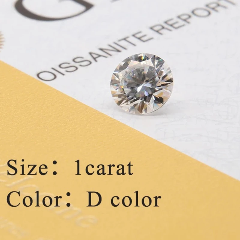 1.0ct 6.5mm Moissanite Gemstone Round Cut D Color VVS1 Lab Grown Diamond for Jewelry Making With Report