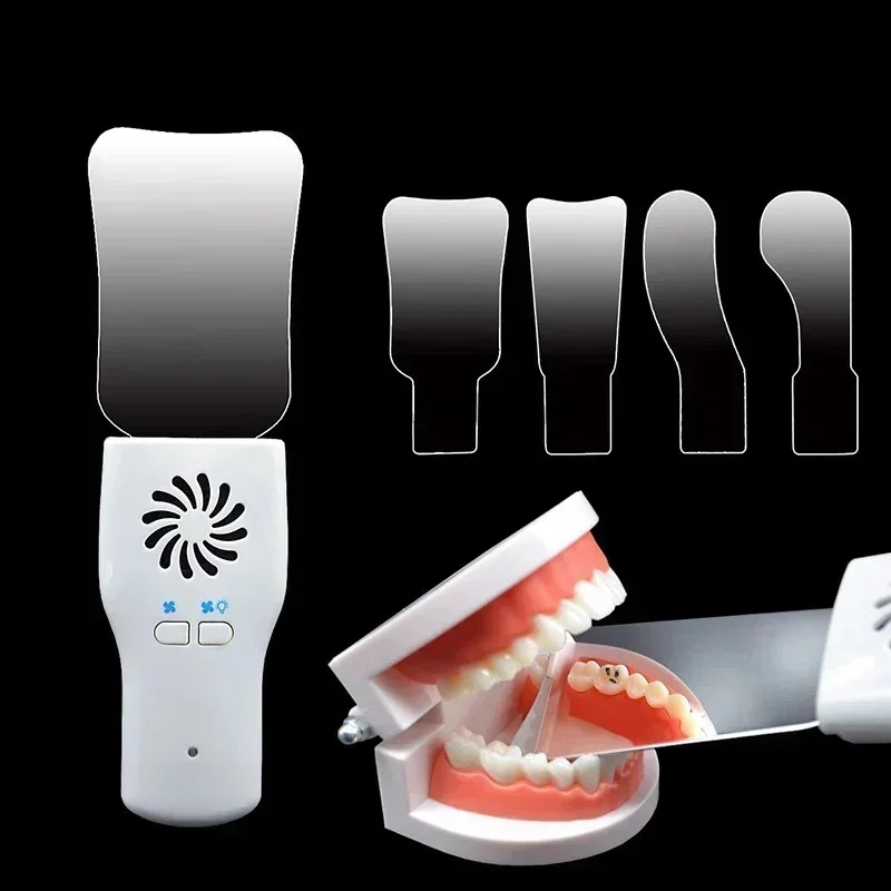 Orthodontische spiegel met licht, anticondens, dubbelzijdige roestvrijstalen reflector voor orthodontische fotografie - afbeelding 2