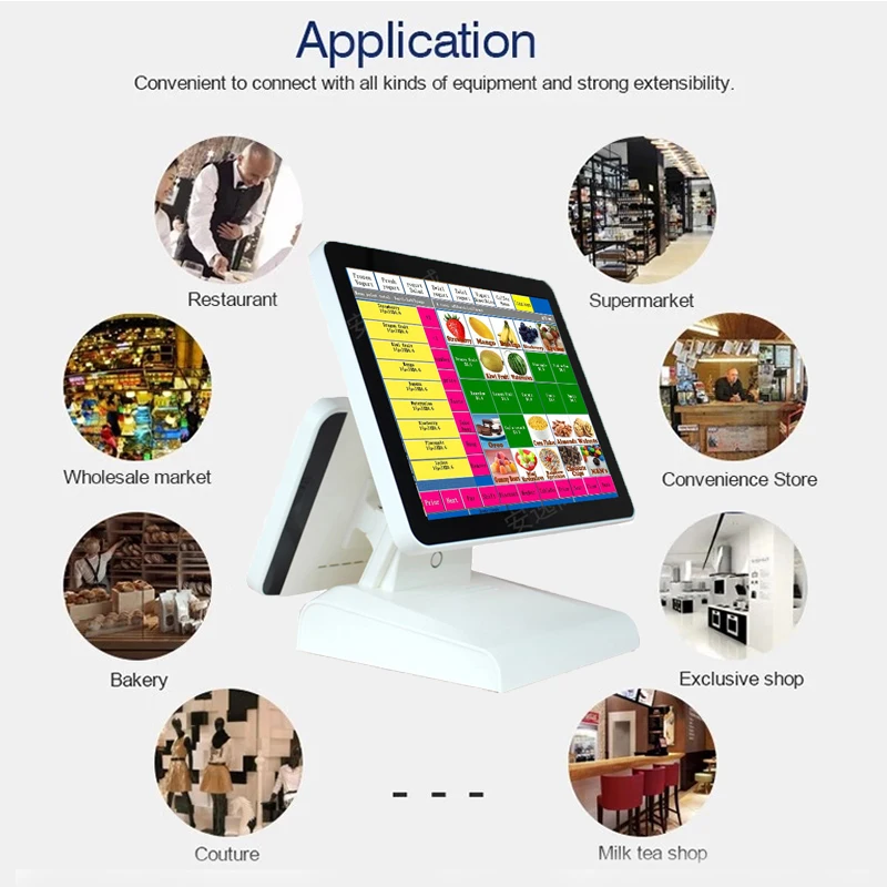 

Touch POS System Terminal Machine 15'' Touch Panel LCD Monitor Screen with 12" Customer Display for Sale