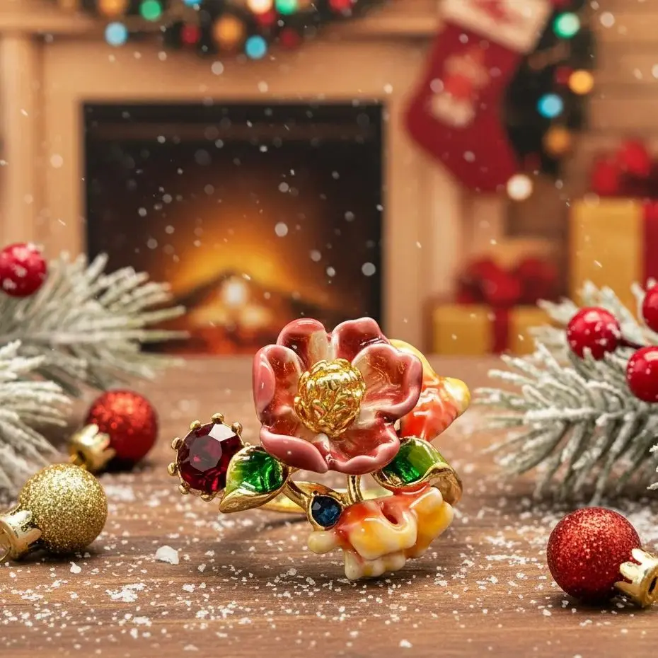 

Изысканное кольцо с цирконом круглой огранки и цветком капельного масла для женщин, винтажное золотое регулируемое кольцо с цветочным принтом, уникальный подарок на день матери, ювелирные изделия