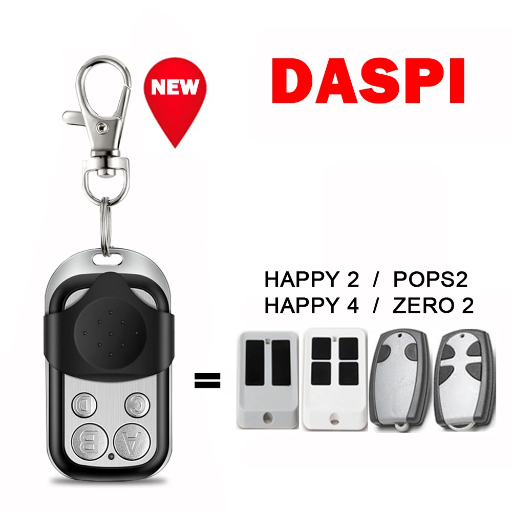 DASPI HAPPY 2 HAPPY 4 POPS2 ZWRO 2 Garage Door Remote Control 433MHz Fixed Code Hand Transmitter